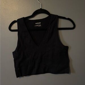 Garage Sleek Black V-Neck Crop Top